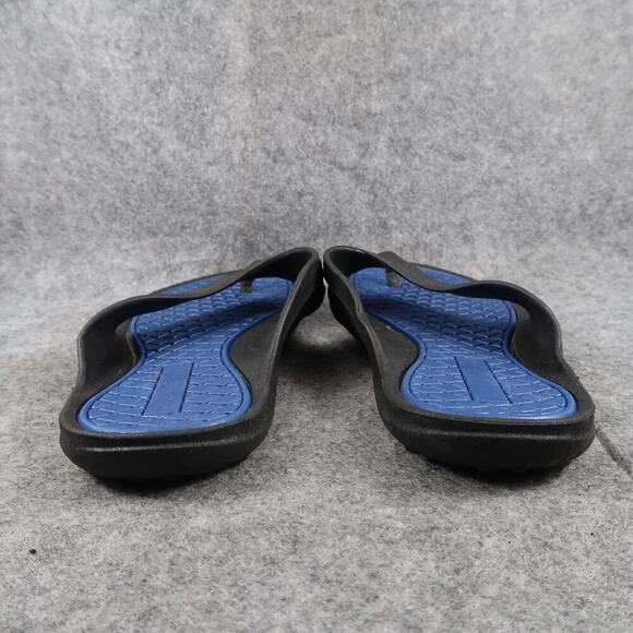 Casual Shoes Mens 11 Sandals Flip Flops Slip On Swim Surf Beach Black Blue Flat - Picture 4 of 9